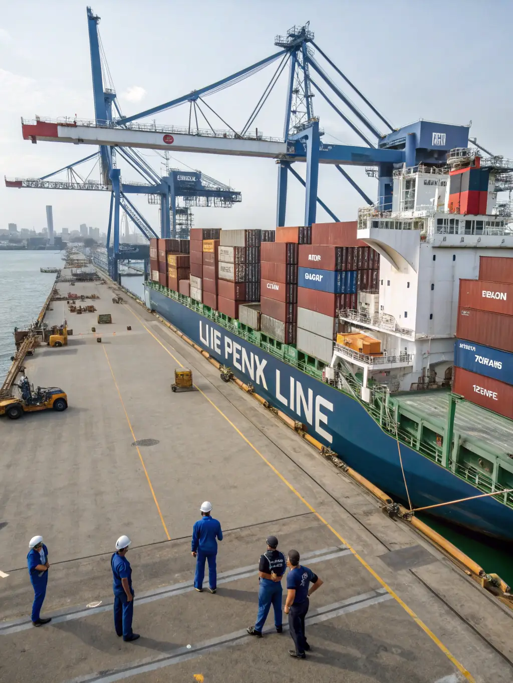 A cargo ship at a port, symbolizing international trade and the import/export services offered by Smart Networks.